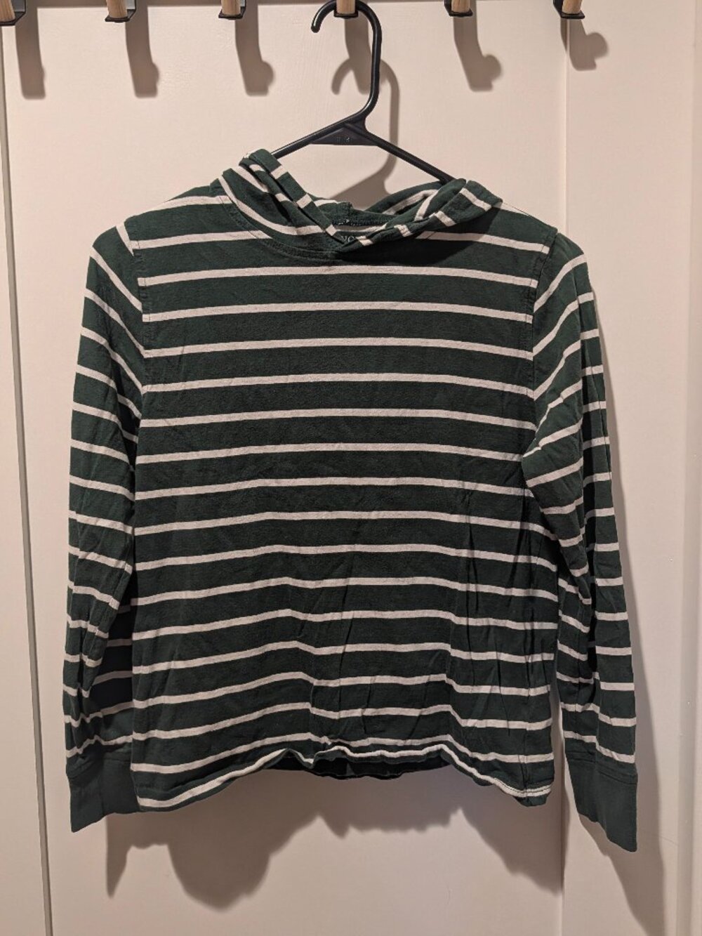 Crewcuts Striped Green and White Long Sleeve Knit Top